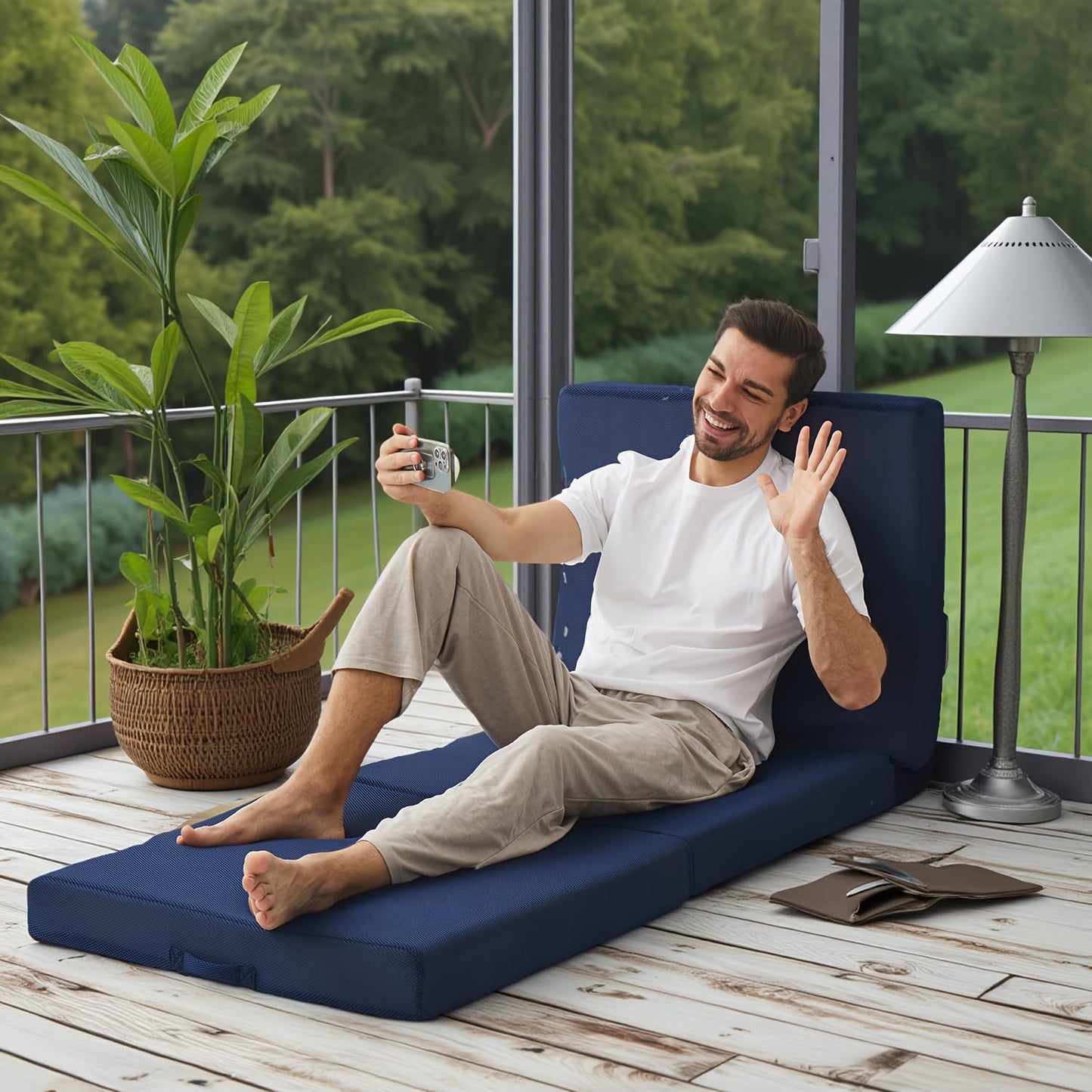 Jamdok 75 X 30 X 3 Inch Foam Folding Sleeping Pad,Trifold Mattress,Machine Washable Mesh Cover,Cot Size Floor Mattress Topper,Guest Bed for Adult,Camping Mat