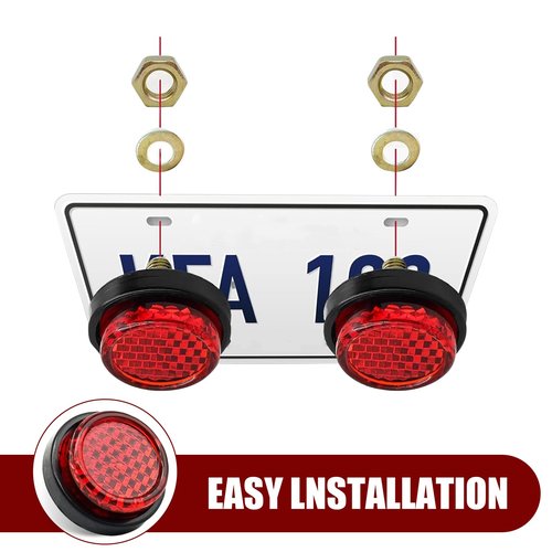 waswale 6 PCS Bicycle Rear License Plate Reflective Warning Plate Label Bolt-on, 0.94" x 0.35" M5 Round Mini Decorative Reflective Plate, Safe Travel Accessories, for Bicycles, Motorcycles (Red)