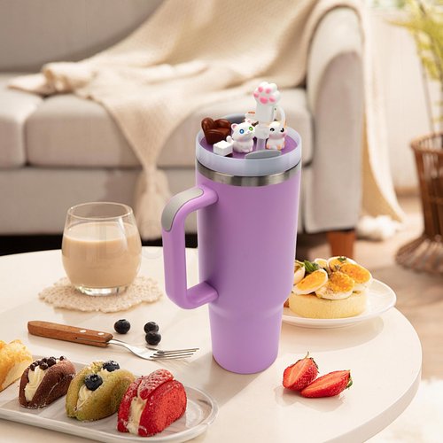 Stanley Cup Lid Accessories for 40oz H2.0, Topper Decoration Charms with Silicone Straw Cover, Cute Tumbler Accessories
