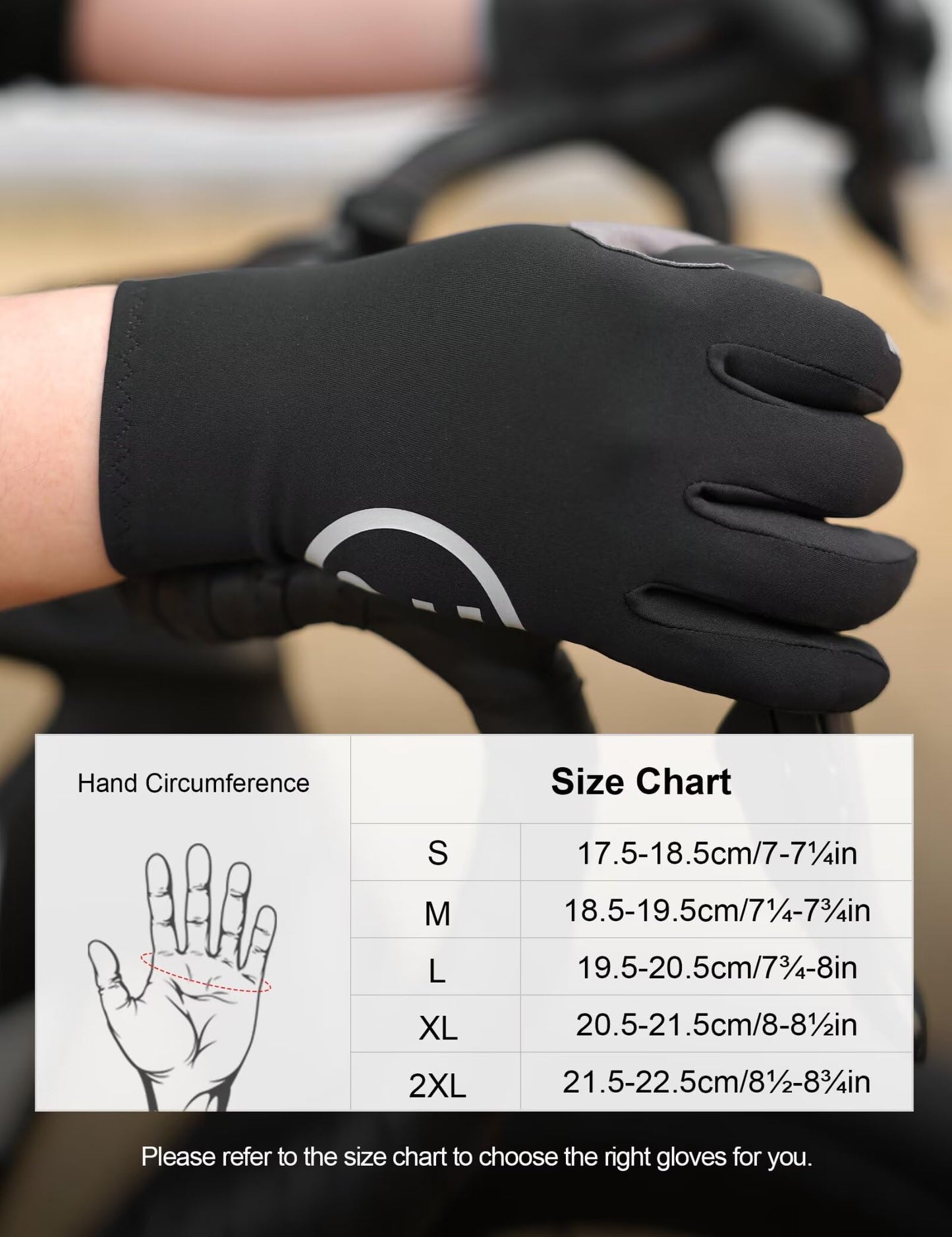 INBIKE Breathable Full Finger Bike Gloves for Men Women, Gel Pad Cycling Touchscreen Mountain Biking Gloves, Reflective Anti-Slip Workout Bicycle Gloves Black XX-Large