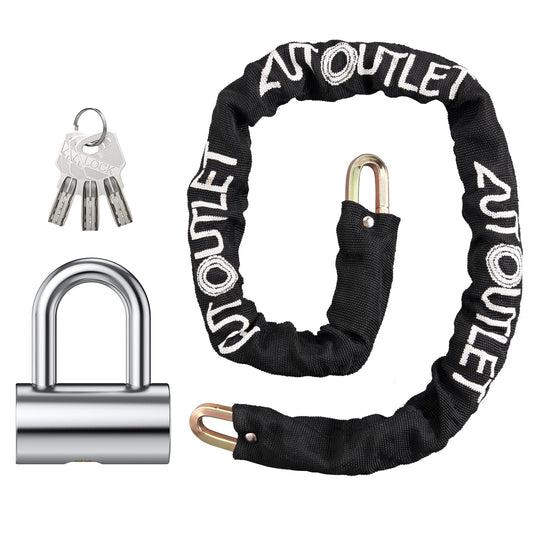AUTOUTLET U-Lock Chain Lock, Full Metal U-Lock Chain Set with Crescent Copper Lock Cylinder for Motorcycle, Bicycle, and Trailer Security