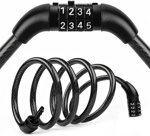 Flexzion Bicycle Lock Cable - 4 Feet, 5/16 Inch (8mm) Diameter Steel Bike Lock Cable, Compact & Easy to Use, with Pre-Set 4 Digit Bike Lock Combination - Security for Bicycles, Scooters, & Gates