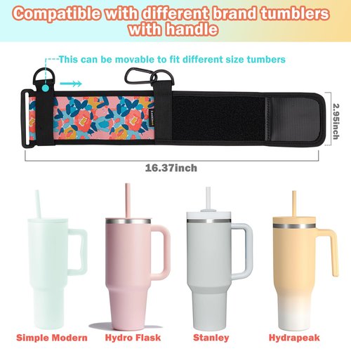 LUCKINEE Water Bottle Carrier Holder with Shoulder Strap Water Bottle Handle Strap Sling for Stanley 30&40oz Tumblers With 2pc Straw Covers Toppers for Stanley Cup Holder (Black)