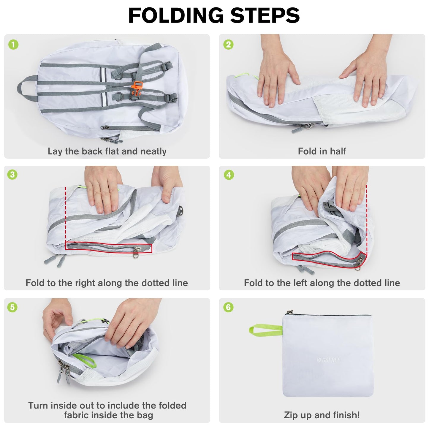 G4Free 24L Lightweight Packable Hiking Backpack Small Sport Travel Daypack Water Resistant for Women Men（White）