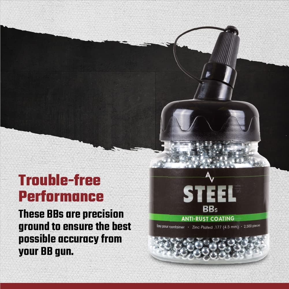 Air Venturi Steel BBS, 177 Cal, 5.1 Grains, Zinc-Plated, 2,500ct,Chrome