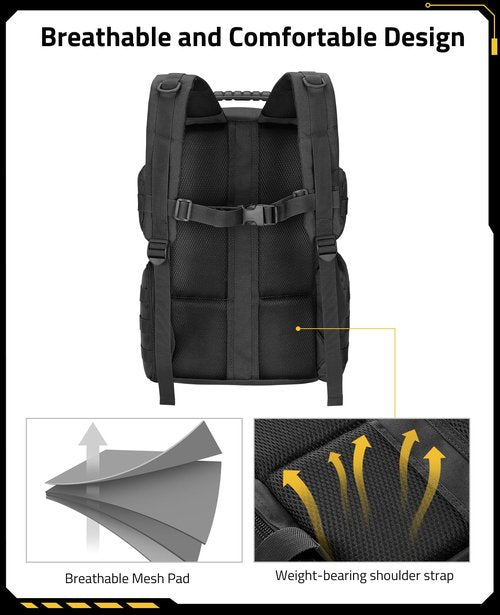 CVLIFE Tactical Range Backpack with Removable Divider, Gun Cases Bag with 4 Pistol Carrying Cases for Handgun and Ammo, Large Military Molle Assault Pack Rucksack for Shooting Hunting, Black