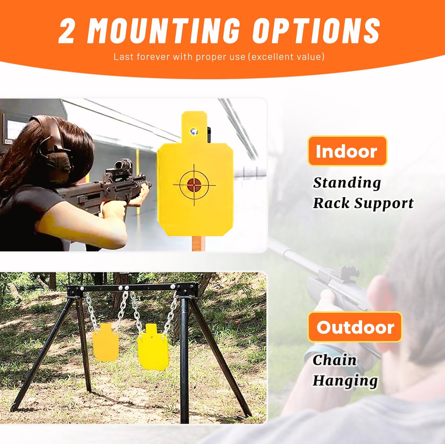 AR500 Steel Targets for Shooting 3/8" Thick 10"x 16" Metal Targets for Shooting Range Reactive Shooting Targets Laser Cut Fluorescent Yellow