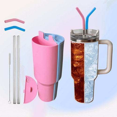 DuoLizDe Stanley Cup 2-in-1 Drink Separator with Detachable Lid, Stanley Cup Divider 40 oz, Drink Divider for Stanley, 2 Drinks in One Cup, Drink Separator oz fits Stanley 40 oz