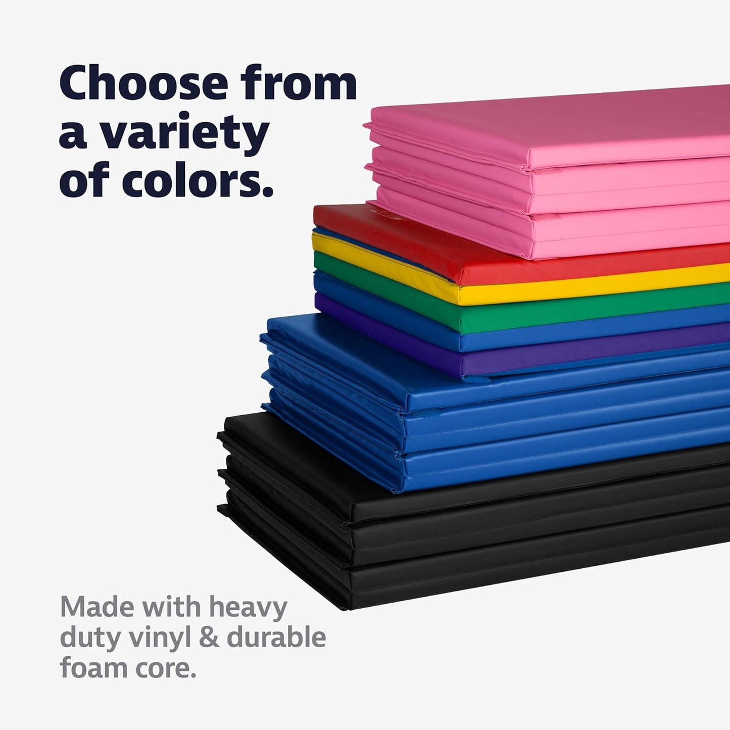 5 ft x 10 ft Folding Gymnastics Mat - Portable Tumbling & Exercise Mat with Hook & Loop Fasteners