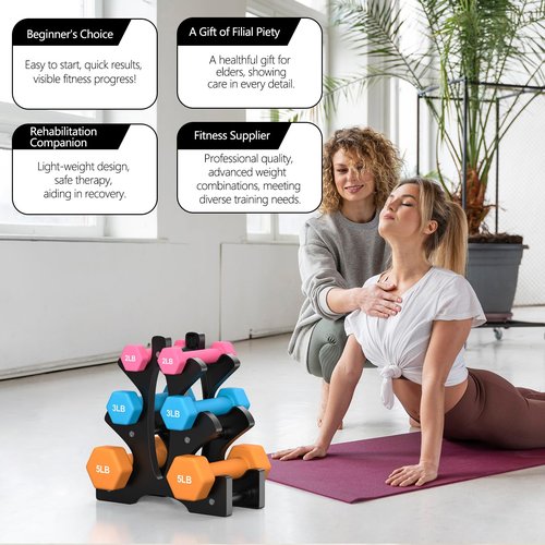 Portzon Weights Dumbbells Set with Various Color and Weights and Compatible, 20 LB, Anti-Slip, Anti-roll, Hex Shape