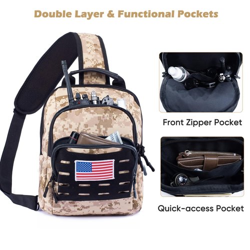 VIGERARI Tactical Sling Bag for Men, Concealed Carry Bag for Men, Women Gun Bag, Tactical Sling Backpack for Handguns