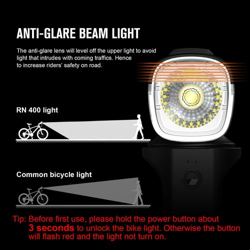 OLIGHT RN 120 C Bike Lights Bundle RN 400 Rechargeable Headlights and FB-1 Universal Bicycle Mount for Flashlight