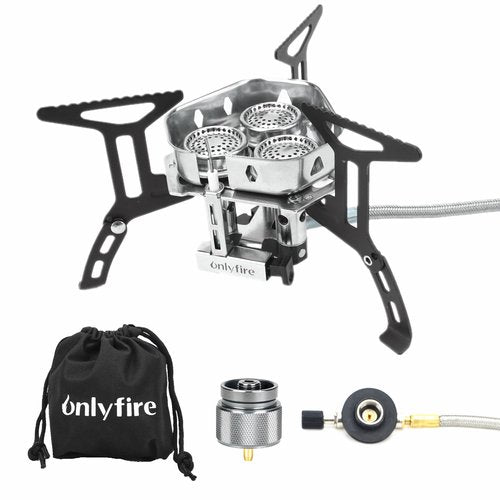 ONLYFIRE Portable Camping Gas Stove 6800W, Small Backpacking Stove with Piezo Ignition, Propane Adapter, Mini Camp Stove with Carry Bag for Outdoor Cooking, Picnic, Camping and Hiking, GS334