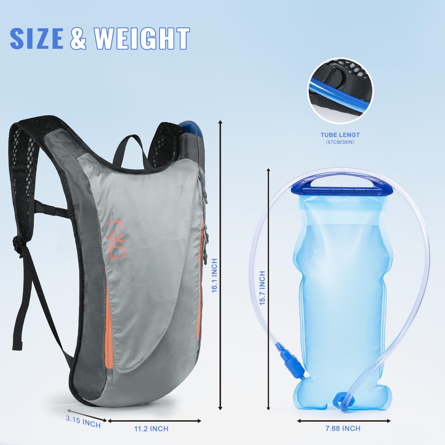 FEIWOOD GEAR Hydration Pack Backpack with 3L PEVA Water Bladder, 10L Lightweight Hydration Water Backpack for MTB Cycling Hiking Running Women Men