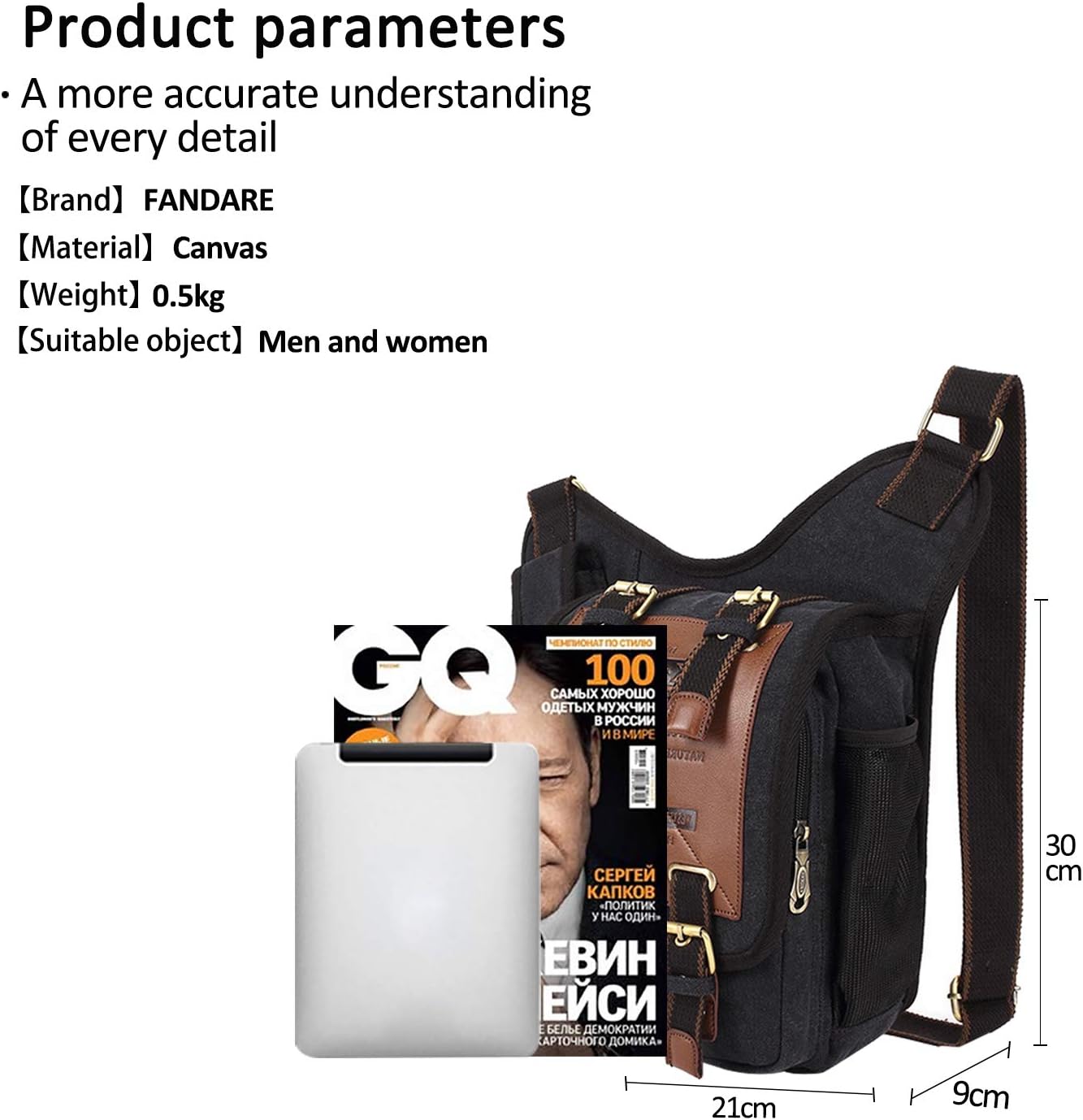 Fashion Shoulder Backpack Cross Body Bag Sling Bag Chest Pack Bag Chest Strap Bag One Strap Sport Bag Backpack Men/Women Cycling Hiking Camping Outdoor Travel Bag Canvas Black