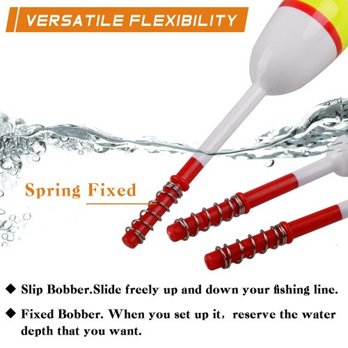 VATEICO Fishing Floats and Bobbers,10pcs/20pcs Slip Bobber Stopper Fish Spring Oval Stick Float for Crappie Catfish Trout Panish Bass Fishing (1.57in X 0.91in X 5.63in - 10pcs)