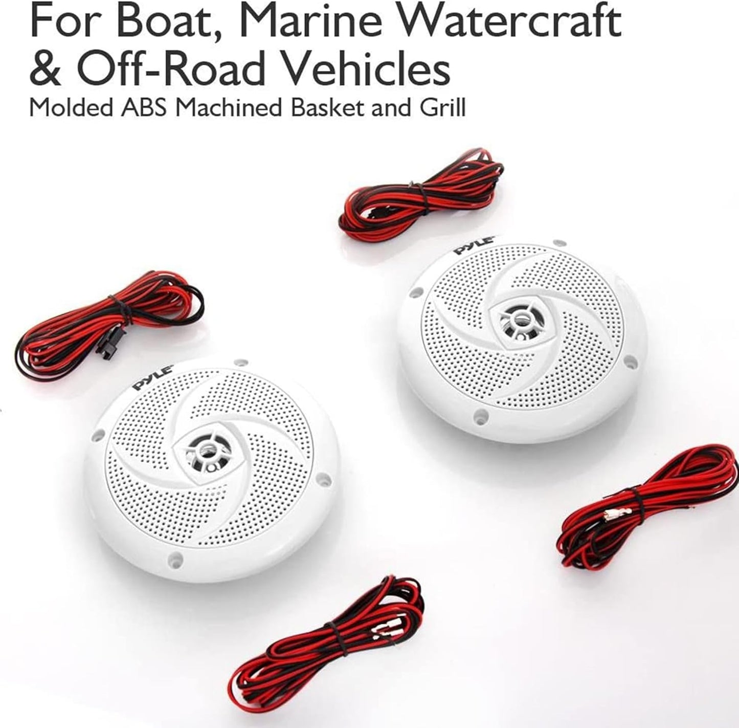 Pyle Marine Speakers - 5.25 Inch 2 Way Waterproof and Weather Resistant Outdoor Audio Stereo Sound System with LED Lights, 180 Watt Power and Low Profile Slim Style - 1 Pair - PLMRS53WL
