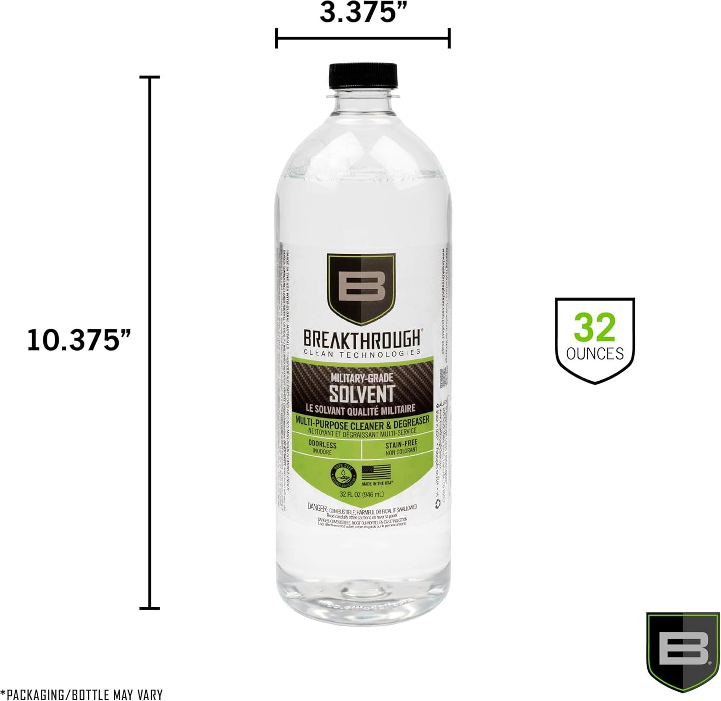 Breakthrough Clean Technologies Military-Grade Handgun and Rifle Cleaning Solvent, Grease Remover - 6oz/2oz/15ml/32oz Spray Bottle