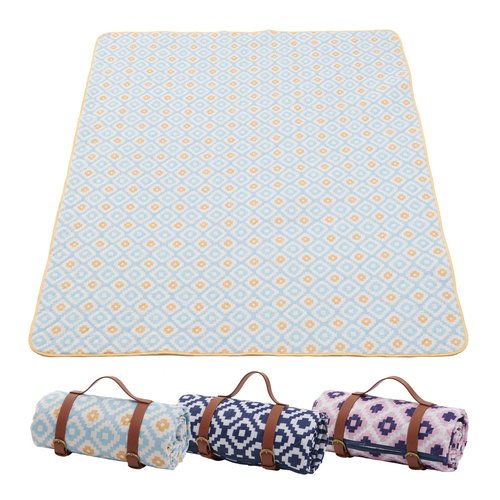 NKTDWO Waterproof Outdoor Blanket with Single Cushion, 80''x80'' Foldable Picnic Blanket with Strap for Park Travel Camping, Sandproof Beach Mat for Family and Friends Machine Washable (Sky Blue)