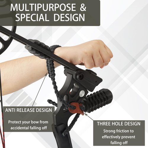 YIWUBAI 2 Pcs Archery Bow Wrist Sling Adjustable 550 Paracord Braided Strap for Compound Bow Target Shooting Accessories