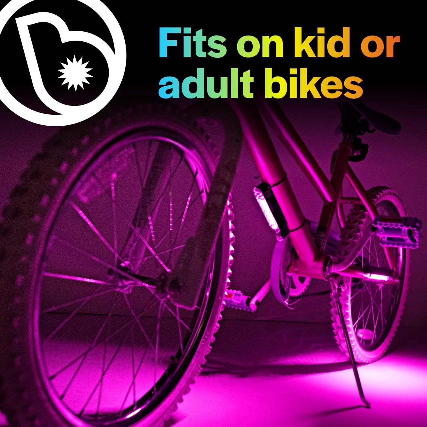 GoBrightz LED Bike Frame Light - Night Riding Underglow Light Bar with 4 Modes - Cool Bicycle Lights for Kids & Adults