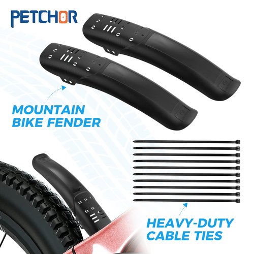 PETCHOR 2 PCS Universal Mountain Bike Fender, MTB Bicycle Mudguard, Front and Rear Fenders Mud Guard, 14.37" Length 3.15" Width