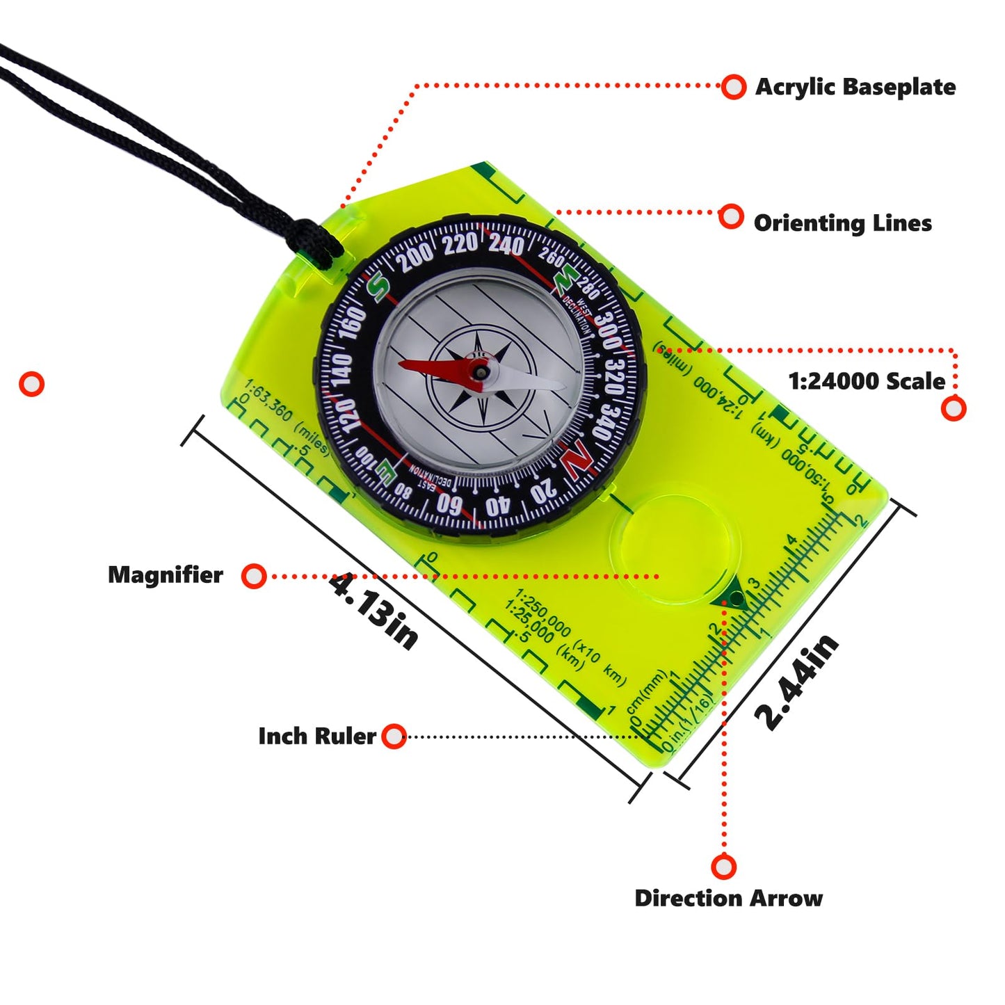 Abvsdu 2 Pieces Orienteering Compass, Superior Hiking Survival Compass for Kids, Hiking Backpacking Compass Scouts Navigation Compass Waterproof Map Reading Compass for Outdoor Camping