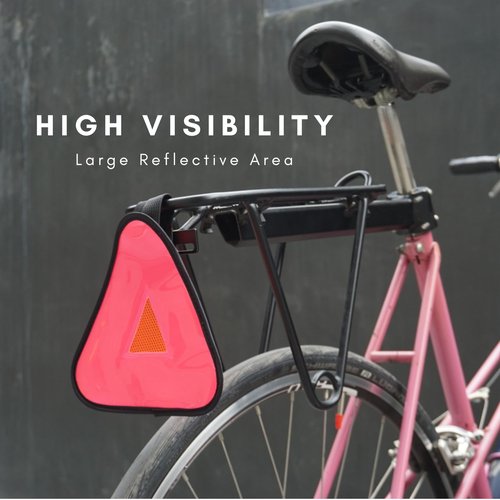 Vincita Reflective Yield Symbol with Hook and Loop Strap - High Visibility for Safety at Night - Safety Reflector for Bike Rack, Stroller, Backpack, Car Rack - Bicycle Reflective Accessories.