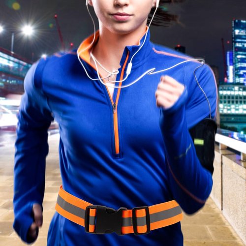 Sosoport Running Belt Waist Belt Reflective Elastic Band Sash Running Safety Gear Light Up ning Lumbar Support for Men Women Orange
