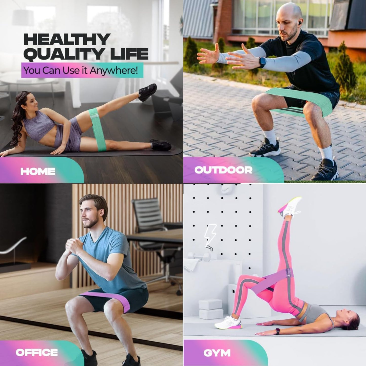 Aura Fabric Resistance Bands Set | 3 Levels of Resistance, Booty Bands for Working Out | Non-Slip Thick Exercise Band for Legs, HIPS & Butt | Perfect for Home, Gym & Travelling Workouts