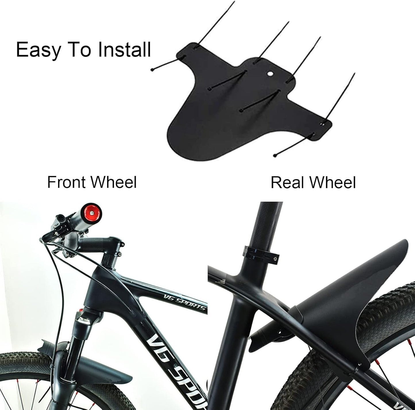 2 PCS Mountain Bike Fender Fits 26"/ 27.5"/ 29" Front and Rear Bicycle Mudguard, Mountain Bike and Fat Bike Wheel Sizes Bicycle Fender, Adjustable MTB Mudguard