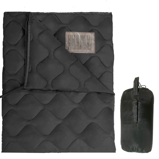 Lenotos Woobie Blanket, Thermal Insulated Military Poncho Liner, Water-Resistant, Portable, Insulation, for Hiking, Survival with Compression Carry Bag (Black)