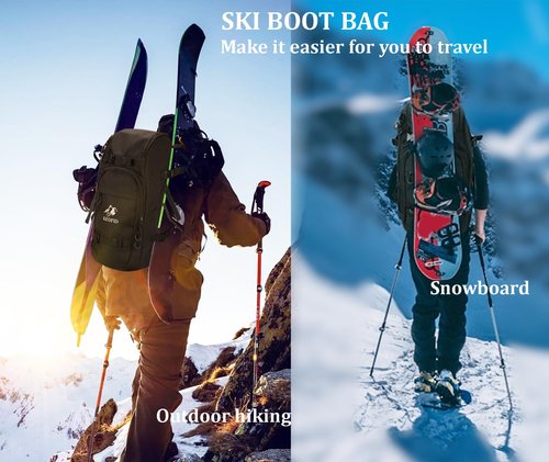 KEOFID Skate bag Backpack,Ski Boot Bag Backpack, Waterproof 50L ski bag, travel back pack for Ski Helmet, Snowboard and Accessories(Black)