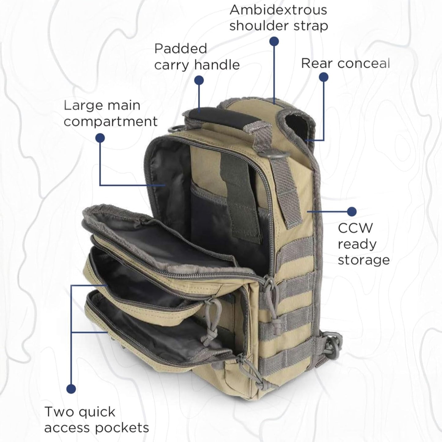 Yukon Outfitters Scout Sling Pack - EDC Hiking Outdoor Urban Ergonomic Spacious Tactical One-Shoulder Backpack with Ambidextrous Carry Sling, Black