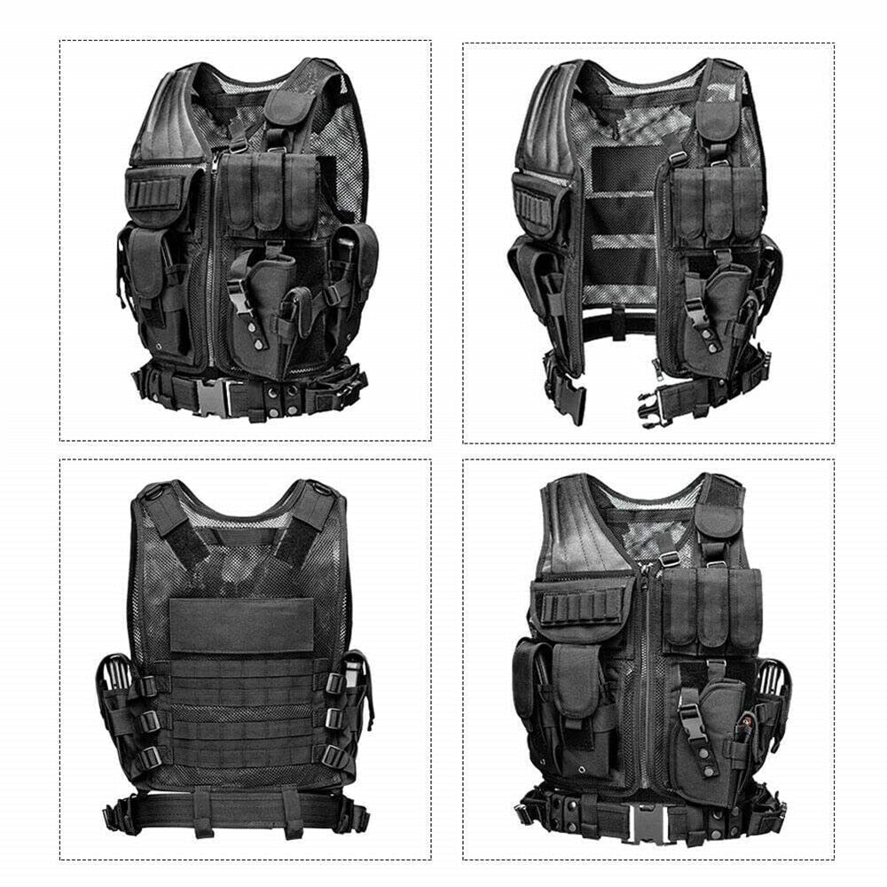 GALAXYLENSE U.S Universal Sport Airsoft Hunting Paintball Tactical Gear Vest Protection Light Weight Heavy Duty Breathable (Black Color)
