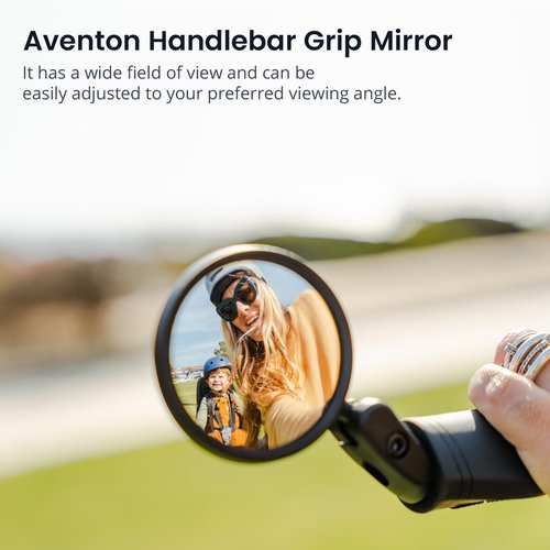 Aventon Handlebar Grip Bike Mirror, rear view mirror with a wide field of view, Easy to install and adjust bike mirror handlebar mount, Safe riding bike accessories
