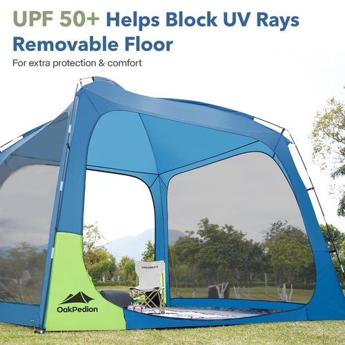OakPedion 10 X 10ft Screen House Room for Camping, Screened Mesh Net Wall Canopy Tent, UPF 50+ Screen Tent with Floor for Patios Outdoor Camping Activities