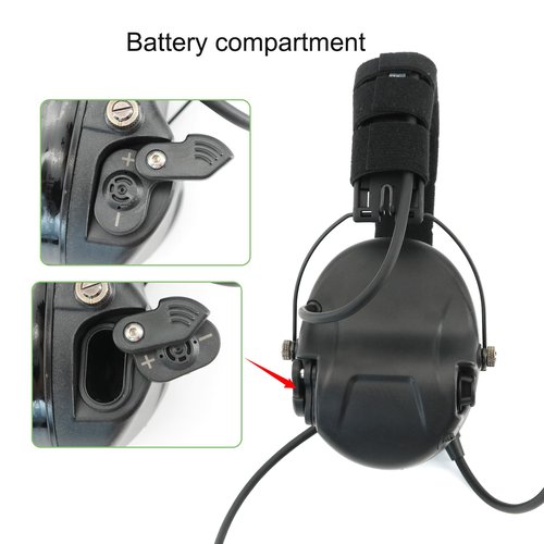 TACGZGJSM M301 Tactical Headset with Extension Line for Hunting and Shooting，Hearing Protection and Communication (Black)