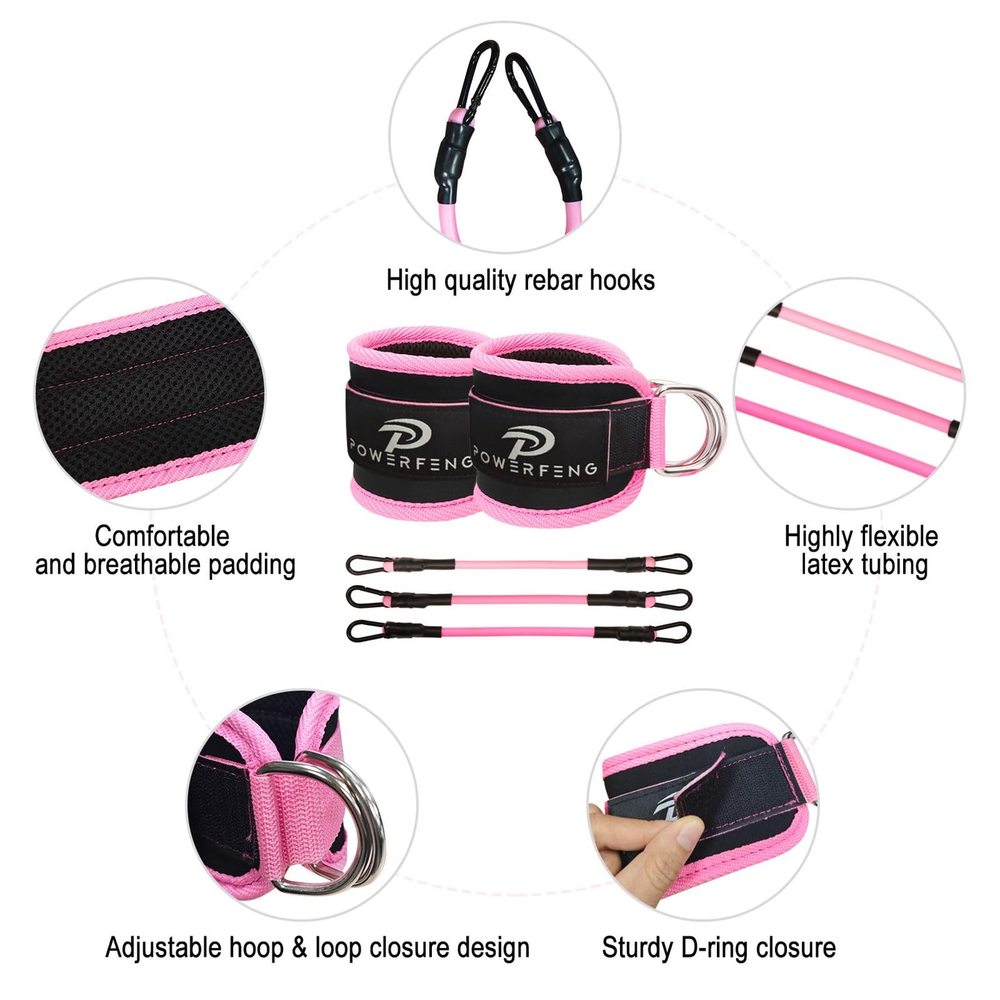 Ankle Resistance Bands with Cuffs: Women Ankle Strap Band for Working Out - Ankle Resistance Bands for Glutes Hip & Leg Butt Training Workout Exercise Equipment