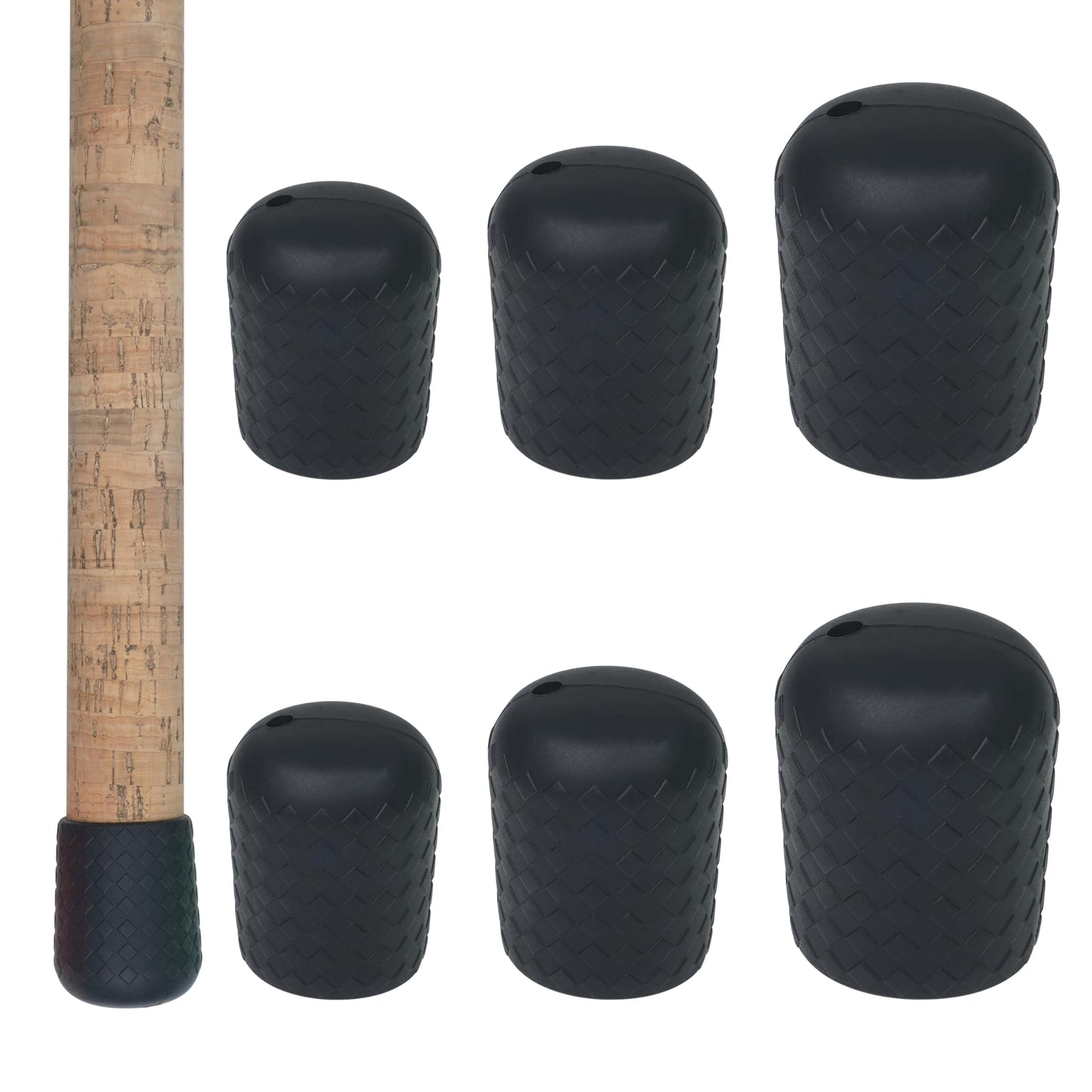 AGOOL Fishing Rod Butt Cushion Silicone Butt Cap End Seat Protector for Fishing Tackle Gear (L/M/S) 3colors 6pcs