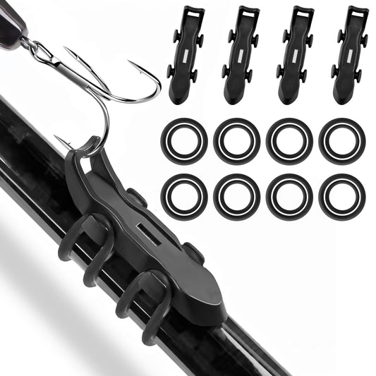 Hook Keeper for Fishing Rod, [4Pcs] Magnetic Fishing Hook Keeper, HK2F Fishing Bait Holder with 2 Sizes Rubber Rings, Fishing Hook Holder Quick Installation