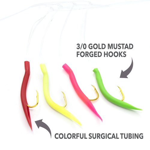Clarkspoon Mackerel Tree Rig - 6 Pack - Rig for Trolling or Jigging Spanish Mackerel, Bluefish, Seabass and More