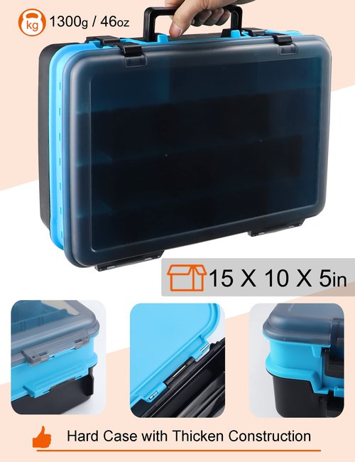 Sjqecyfv Large Tackle Box Double Layer Tackle Box Organizer Storage with Handle Camping Storage Containers Tool Box