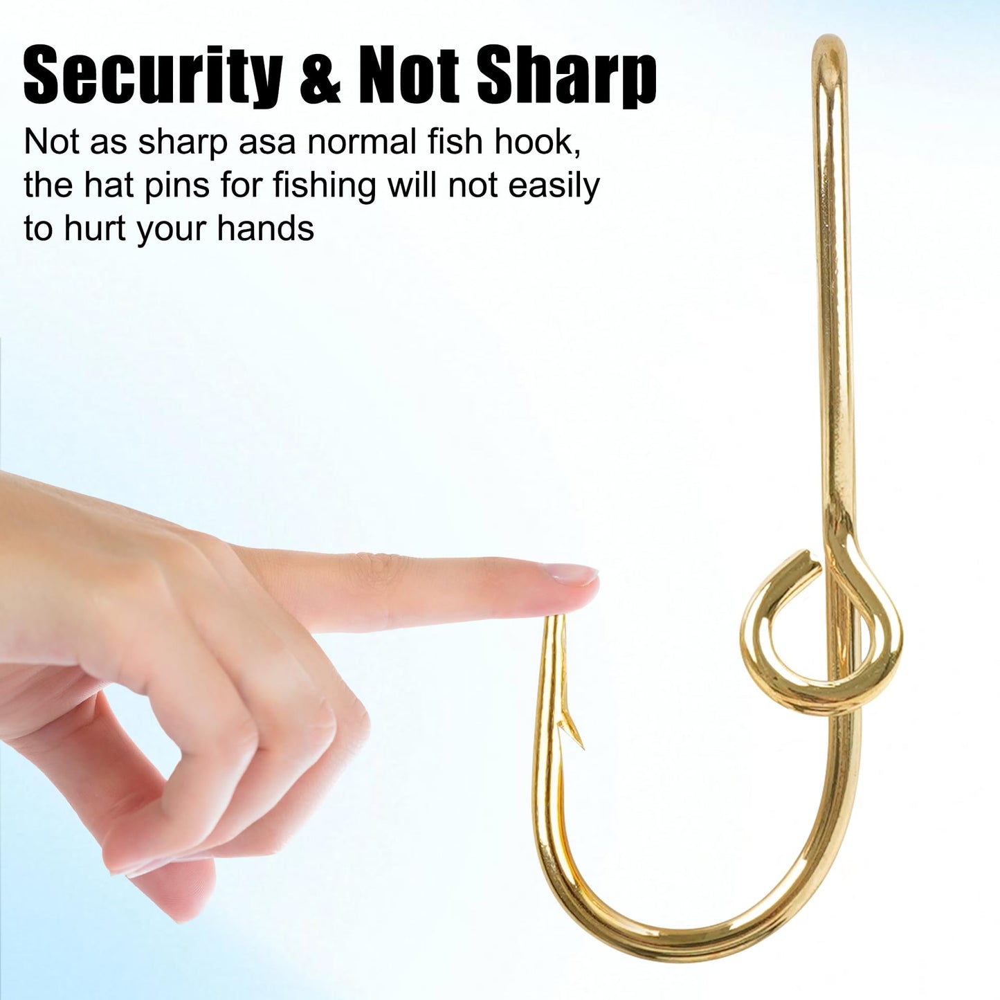 Fishing Hook Hat Pins for Hat,Fish Hook Hat Clip for Hat Tie Clasp Fashion Trend Hat Decoration Gold+Balck 10pcs
