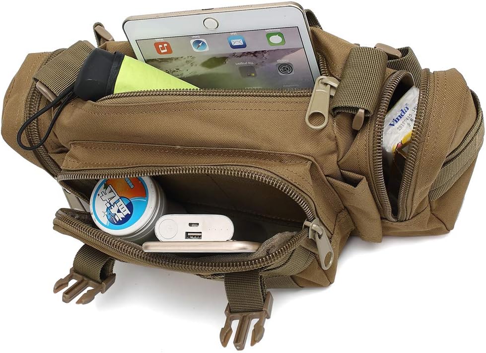 3P Military Duffel Waist Bag, Molle Bicycle/Motorcycle Waterproof Fanny Packs Camera Bag Camo EDC Utility Pouch Crossbody with Shoulder Strap Hand Carry