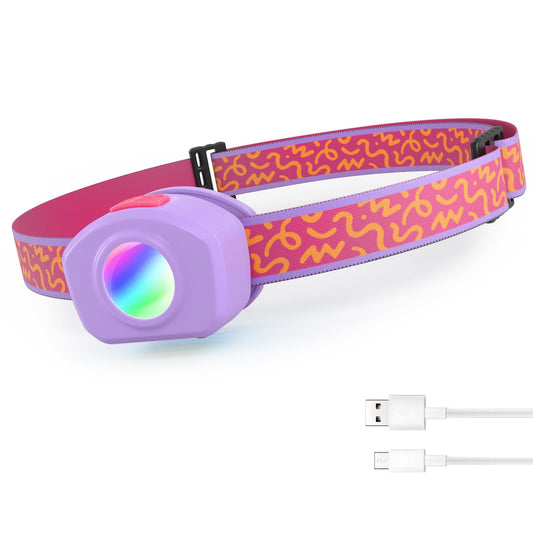 EverBrite LED Headlamp Rechargeable Kids Headlamp with RGB Mode and Adjustable Headband, 3 Modes Multicolor Headlamp for Camping, Reading, Exploring, Halloween, Christmas