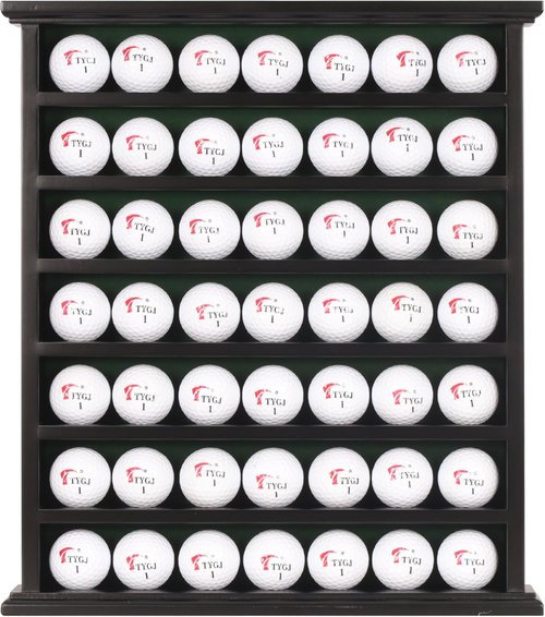 DisplayGifts Golf Gift 49-Golf Ball Display Case Cabinet Rack, No Door Open Rack Black Finish Frame