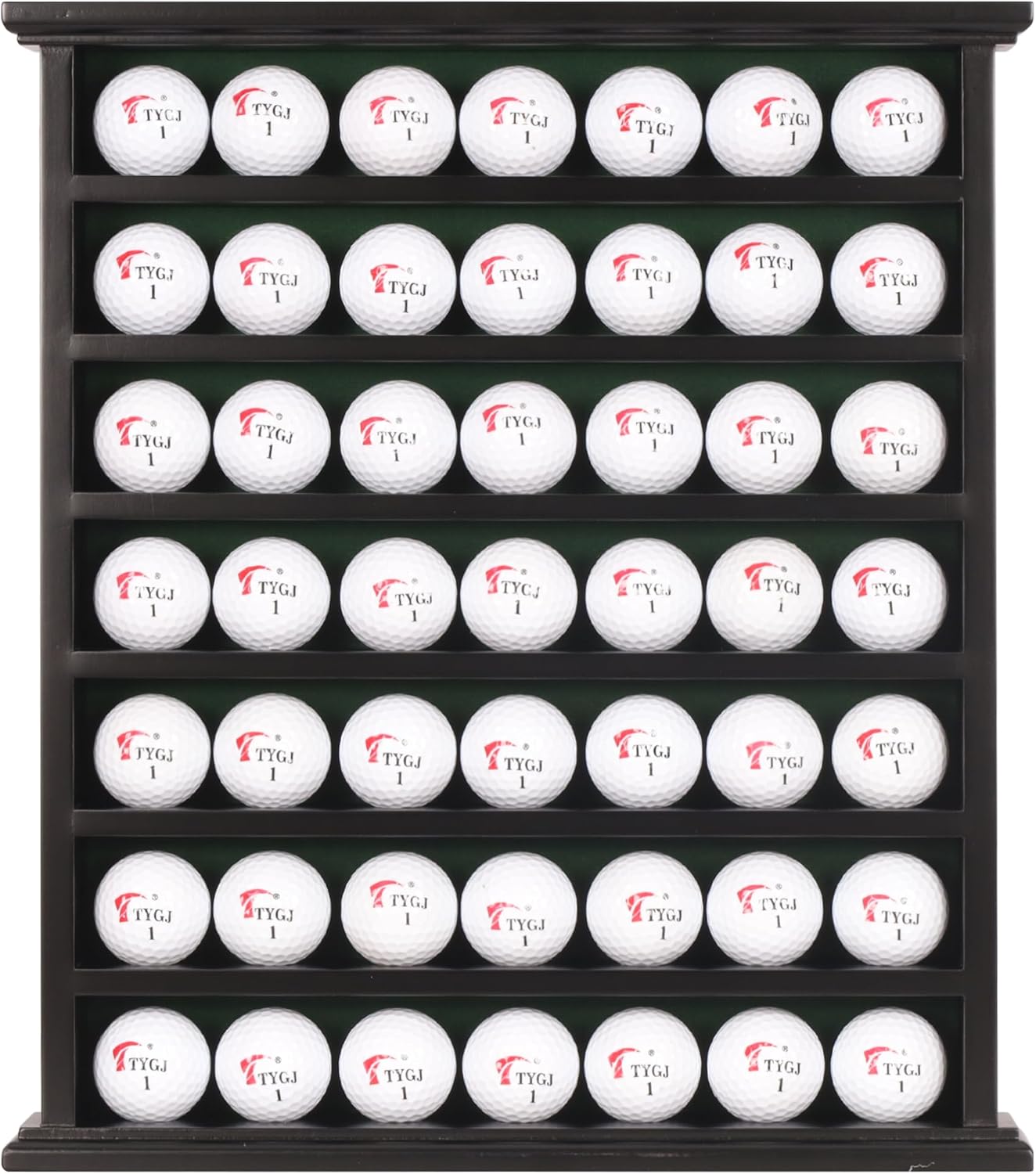 Golf Ball Display Case Cabinet Rack - 49-Ball Holder with Open Design, Black Finish