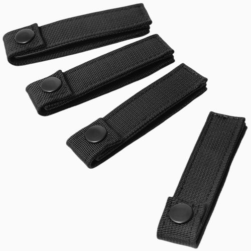 Tactical Molle Straps 4 inch, Molle Webbing Straps Molle Panel Attachments, Military Molle Accessories Snap Strap for Backpack, Outdoor Molle Straps with Snaps Nylon Molle Clips and Straps (4, Black)