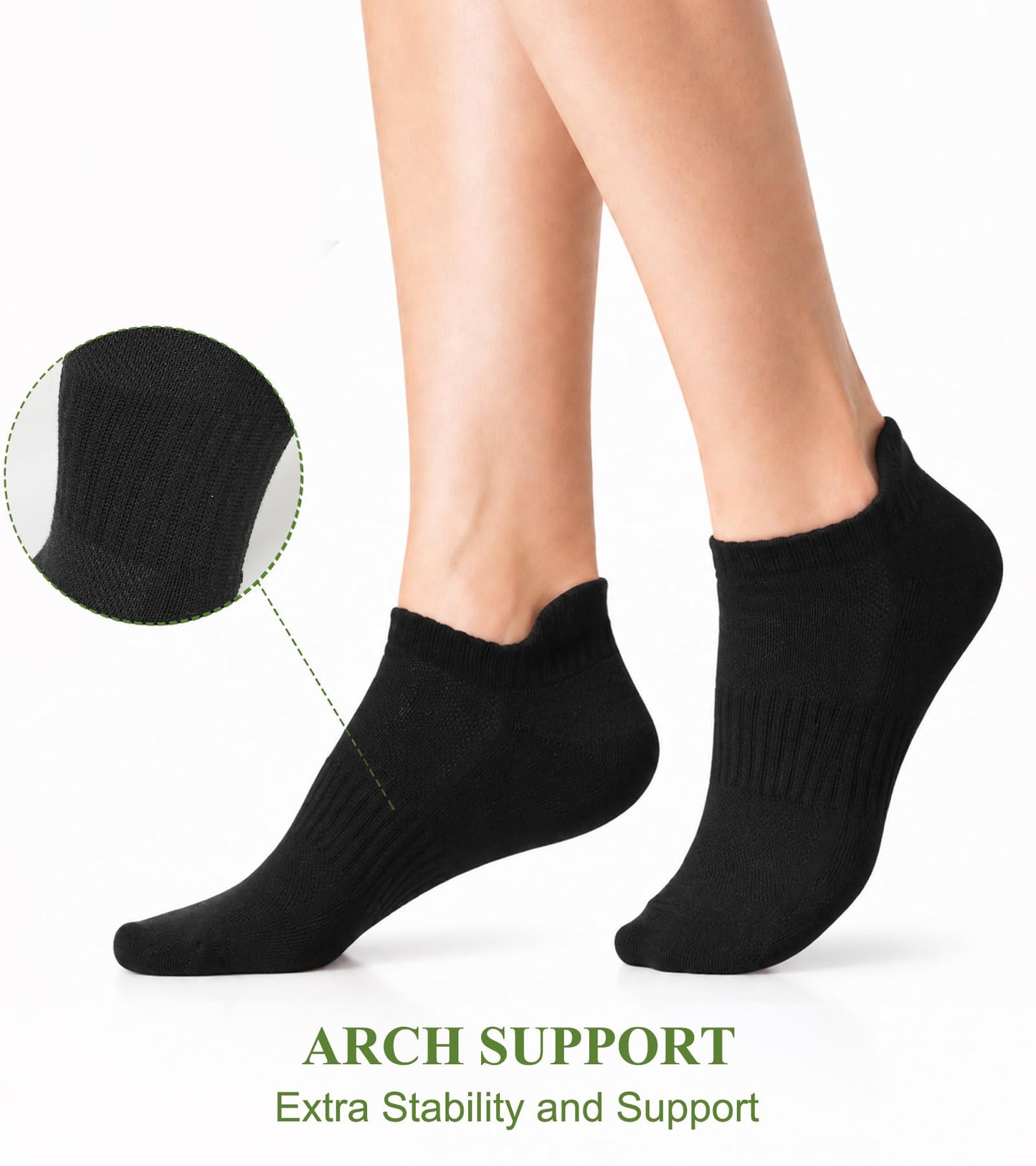 floconssy Ankle Socks for Women, Bamboo Viscose Cushioned Running Socks Low Cut Athletic Short Footies with Heel Tab 5 Pairs